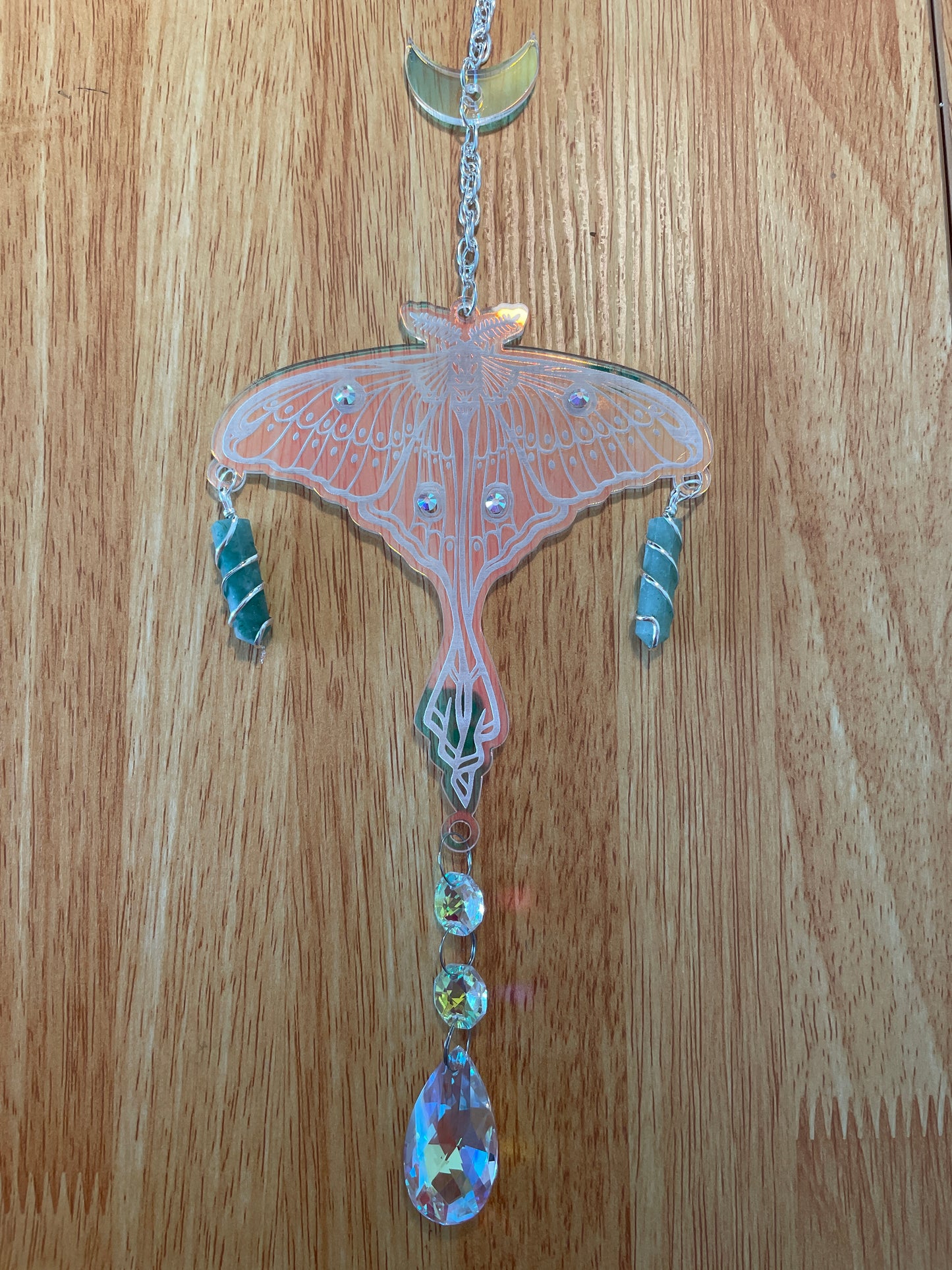 Luna Moth Moon SunCatcher/Iridescent Acrylic