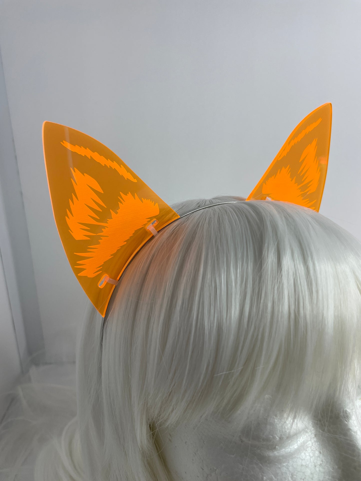 Rave Fox Ears/Fluorescent Neon Acrylic/Glows in BLACKLIGHT!!!