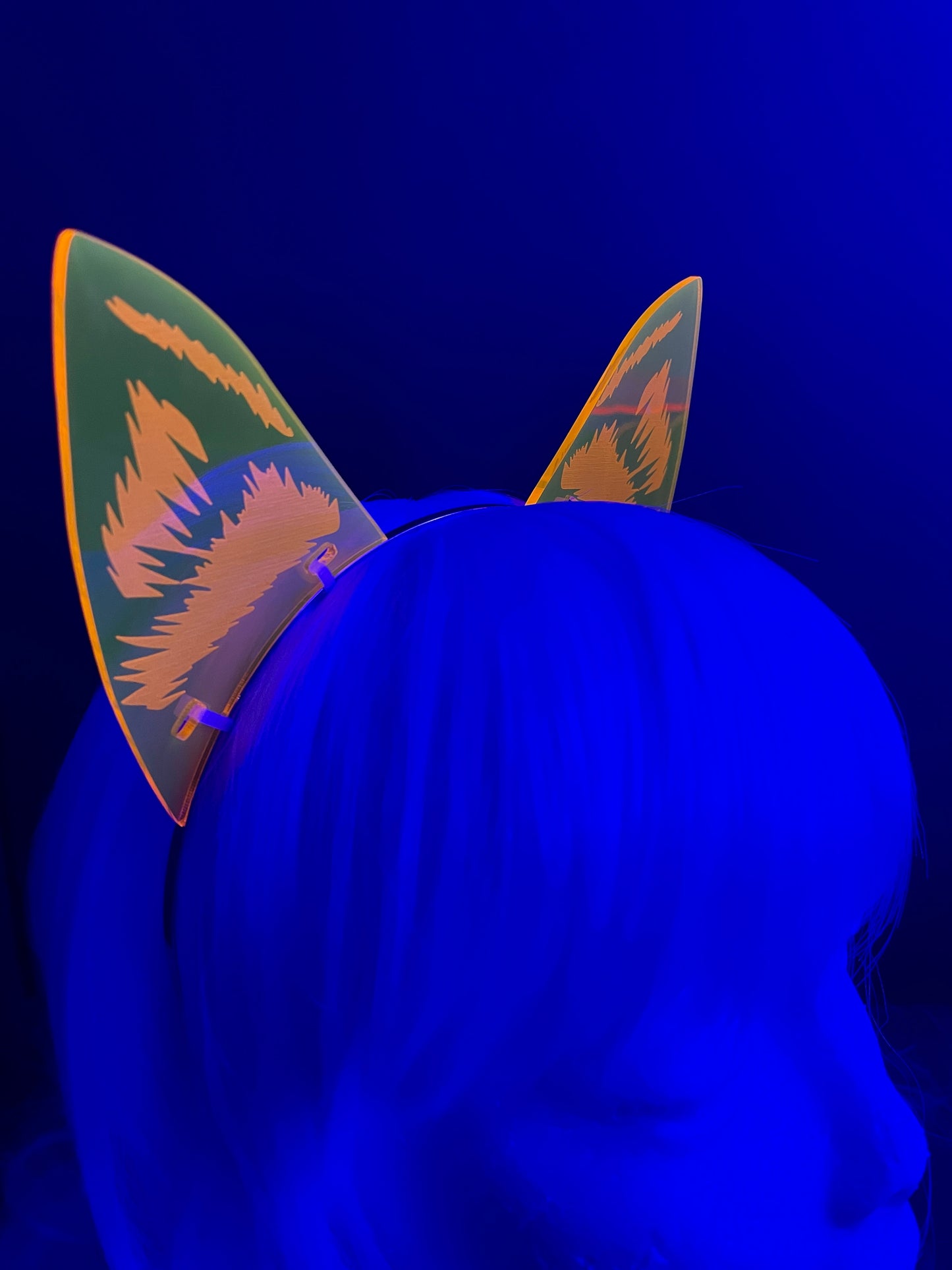 Rave Fox Ears/Fluorescent Neon Acrylic/Glows in BLACKLIGHT!!!