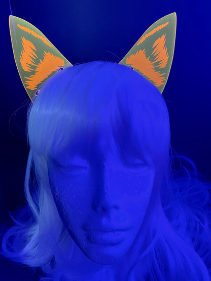 Rave Fox Ears/Fluorescent Neon Acrylic/Glows in BLACKLIGHT!!!