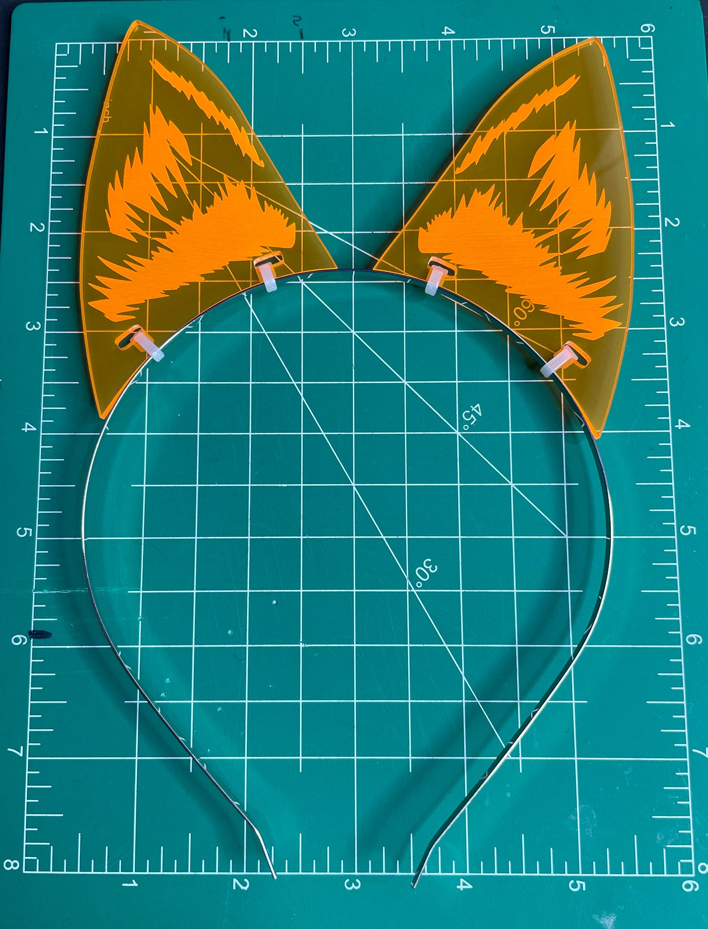 Rave Fox Ears/Fluorescent Neon Acrylic/Glows in BLACKLIGHT!!!