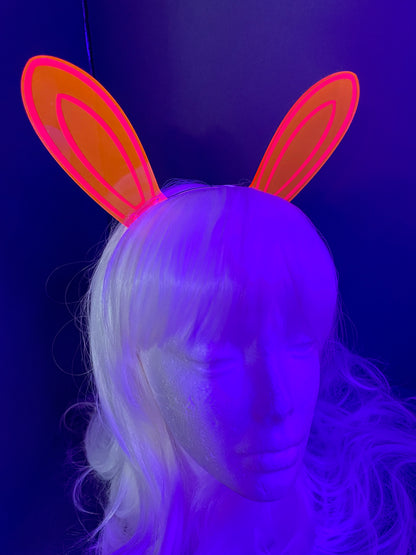 Rabbit Ears/Fluorescent Neon Acrylic/Cyberpunk/Rave/EDC/Glows in BLACKLIGHT!!!