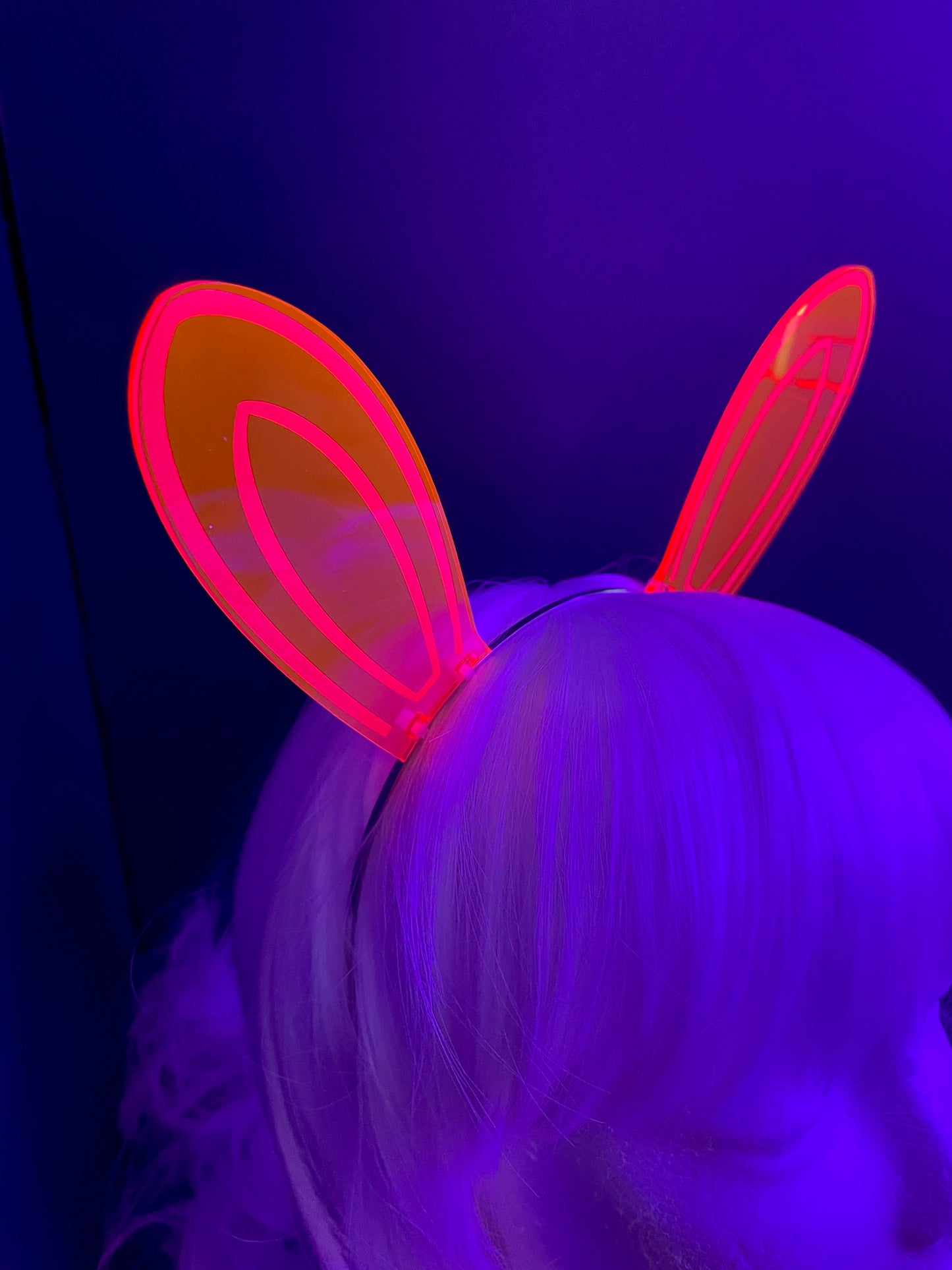 Rabbit Ears/Fluorescent Neon Acrylic/Cyberpunk/Rave/EDC/Glows in BLACKLIGHT!!!