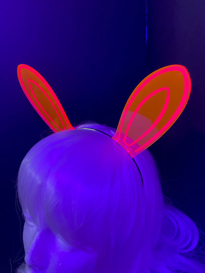 Rabbit Ears/Fluorescent Neon Acrylic/Cyberpunk/Rave/EDC/Glows in BLACKLIGHT!!!