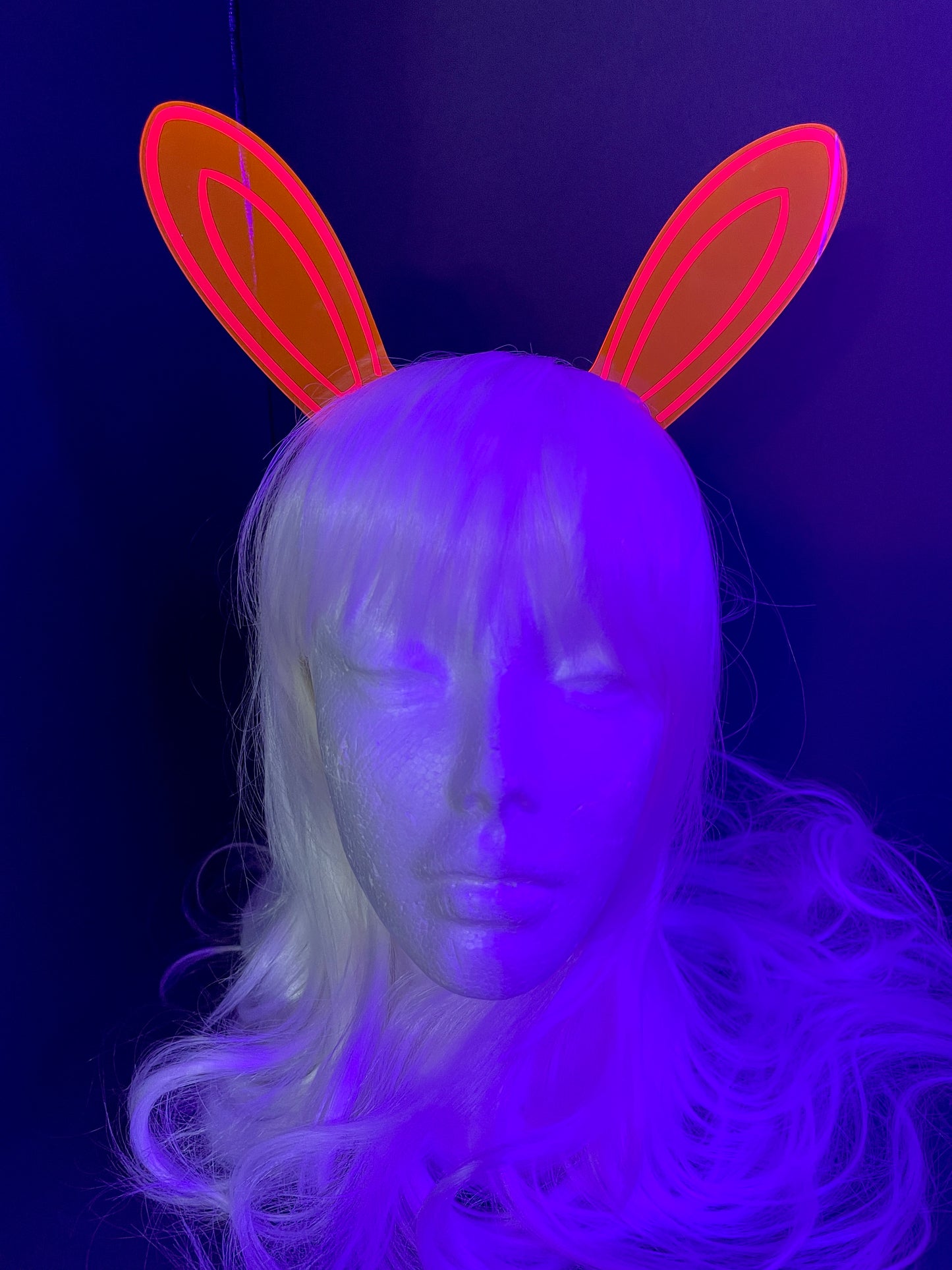 Rabbit Ears/Fluorescent Neon Acrylic/Cyberpunk/Rave/EDC/Glows in BLACKLIGHT!!!