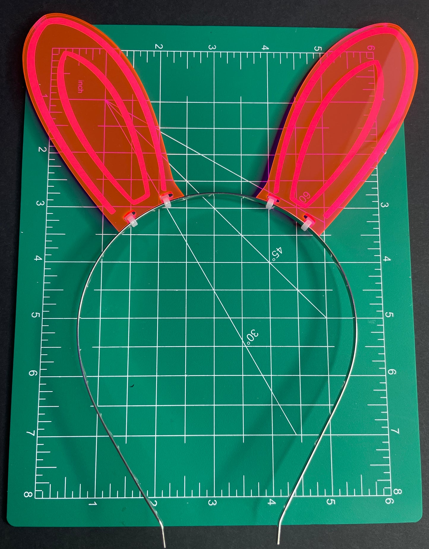 Rabbit Ears/Fluorescent Neon Acrylic/Cyberpunk/Rave/EDC/Glows in BLACKLIGHT!!!