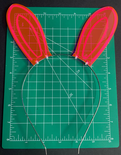 Rabbit Ears/Fluorescent Neon Acrylic/Cyberpunk/Rave/EDC/Glows in BLACKLIGHT!!!