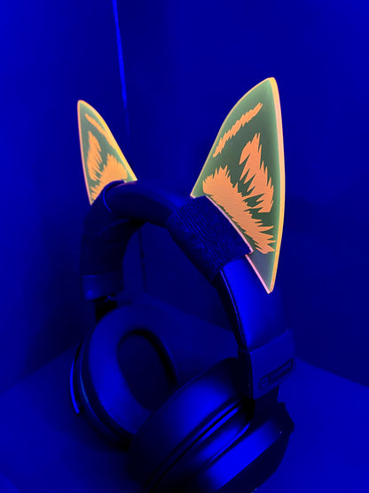 Headphone Gamer/Rave Fox Ears/Fluorescent Neon Acrylic/Glows in BLACKLIGHT!!!!!!