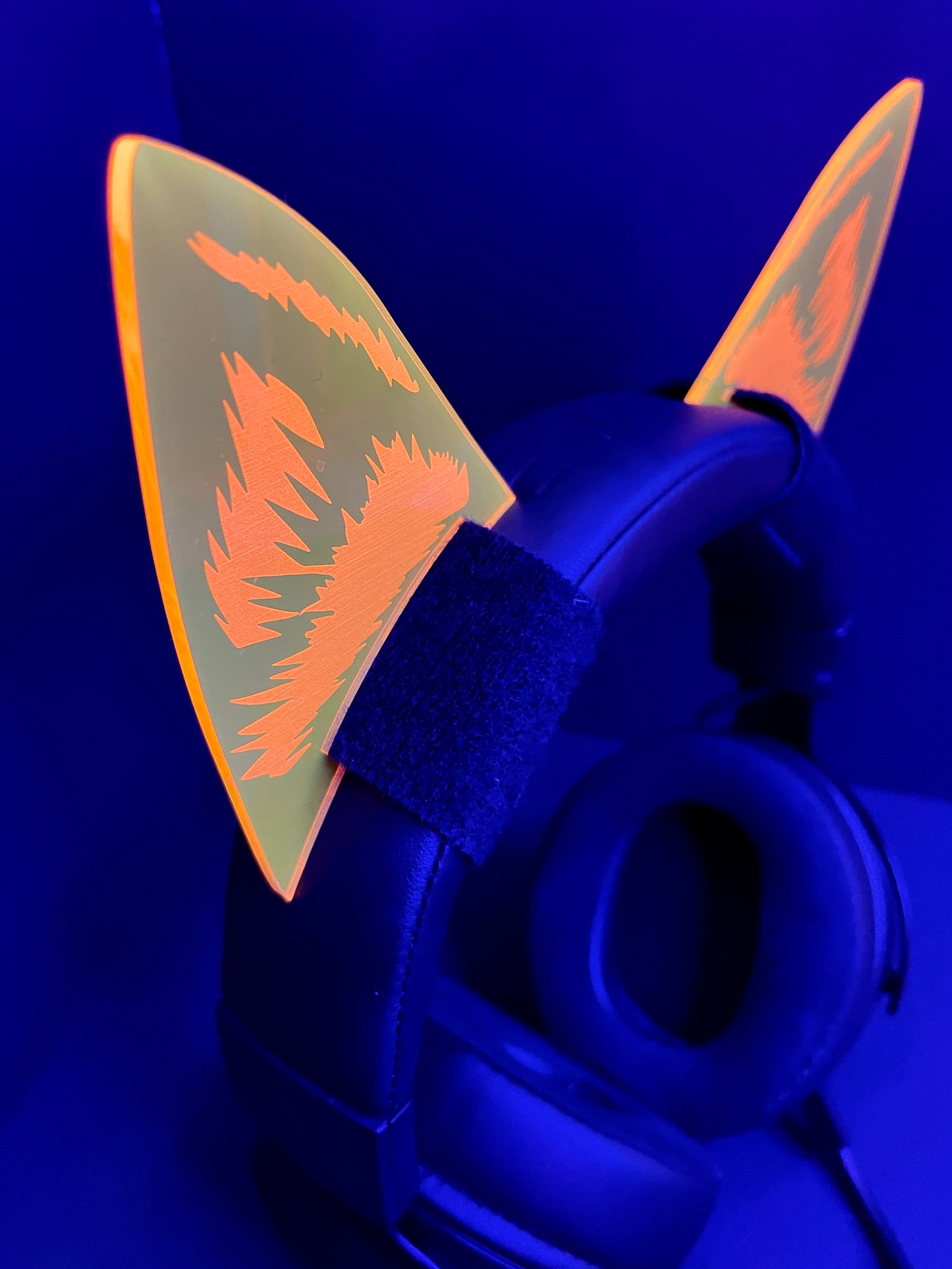 Headphone Gamer/Rave Fox Ears/Fluorescent Neon Acrylic/Glows in BLACKLIGHT!!!!!!