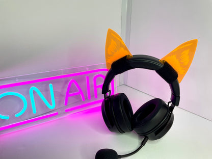 Headphone Gamer/Rave Fox Ears/Fluorescent Neon Acrylic/Glows in BLACKLIGHT!!!!!!