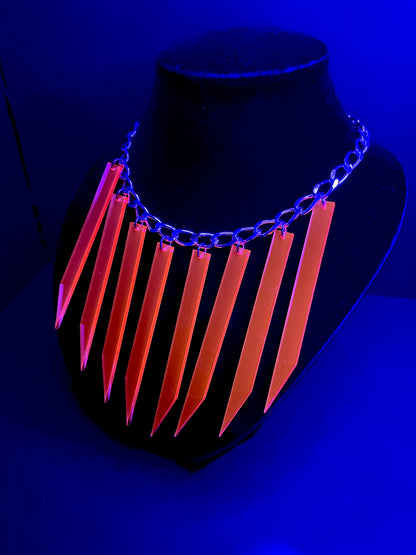 Cyberpunk Shard Choker Necklace and Earrings/Fluorescent Neon Acrylic/Blacklight/EDC/Rave/Goth