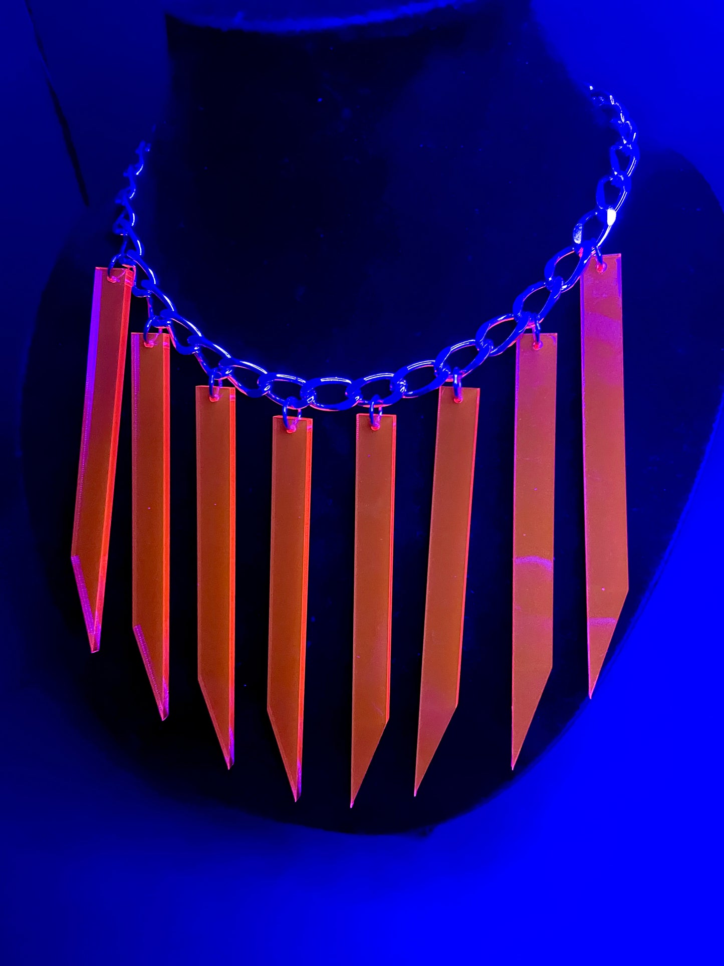 Cyberpunk Shard Choker Necklace and Earrings/Fluorescent Neon Acrylic/Blacklight/EDC/Rave/Goth