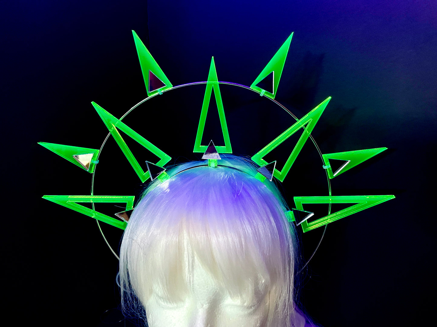 Liberty Headdress/Purge/Rave/Burning Man/Fluorescent Neon Acrylic/Glows in Blacklight!