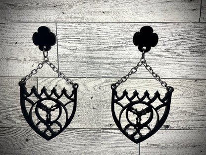 Gothic Cathedral Arch Earrings/Black Acrylic/Vampy Style