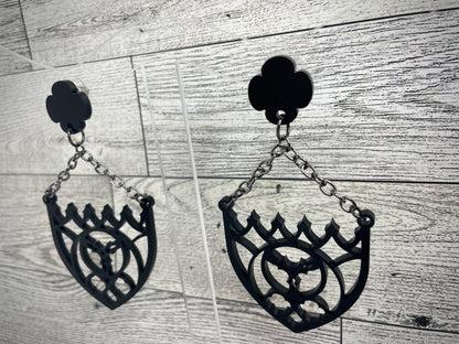 Gothic Cathedral Arch Earrings/Black Acrylic/Vampy Style