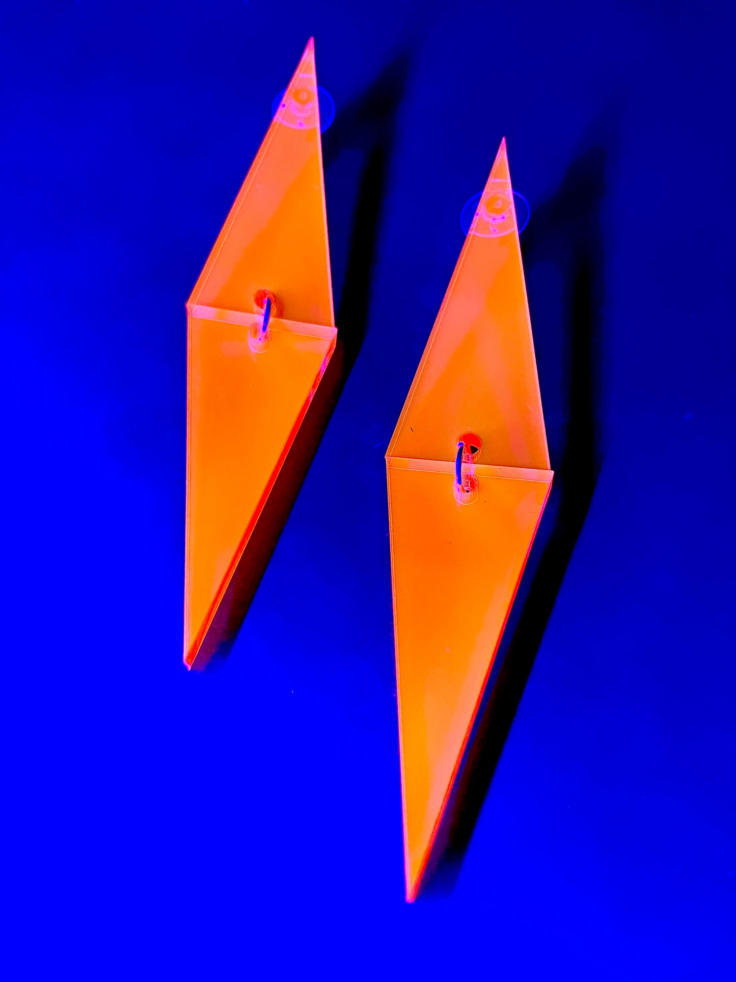 Double Triangle Earrings/Fluorescent Neon Acrylic/Glows in Blacklight/Vaporwave/EDC/Rave/Cyberpunk