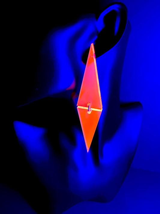 Double Triangle Earrings/Fluorescent Neon Acrylic/Glows in Blacklight/Vaporwave/EDC/Rave/Cyberpunk