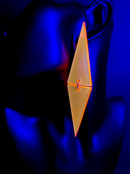 Double Triangle Earrings/Fluorescent Neon Acrylic/Glows in Blacklight/Vaporwave/EDC/Rave/Cyberpunk