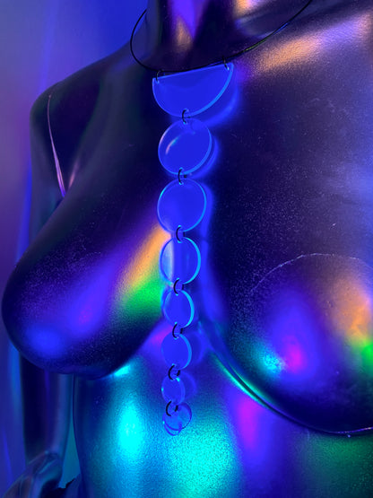 Cyberpunk Planetary Choker Necklace/Fluorescent Neon Acrylic/Glows in Blacklight/5 colors available!