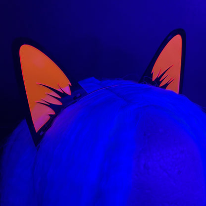 Cyberpunk Cat Ears 2.0/Inlaid Fluorescent Neon Acrylic/Glows in Blacklight!/5 Colors to choose from!