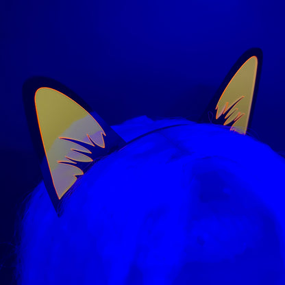 Cyberpunk Cat Ears 2.0/Inlaid Fluorescent Neon Acrylic/Glows in Blacklight!/5 Colors to choose from!