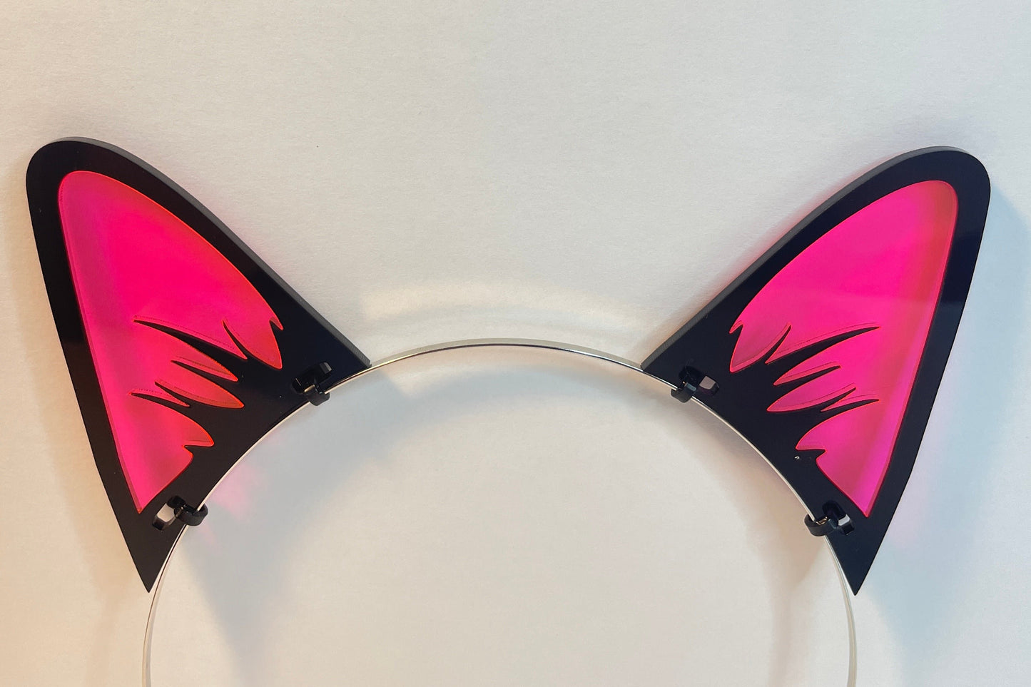 Cyberpunk Cat Ears 2.0/Inlaid Fluorescent Neon Acrylic/Glows in Blacklight!/5 Colors to choose from!