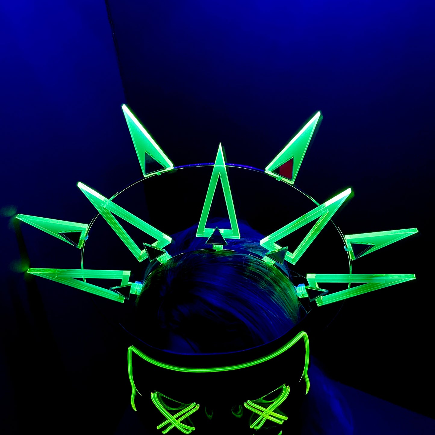 Liberty Headdress/Purge/Rave/Burning Man/Fluorescent Neon Acrylic/Glows in Blacklight!