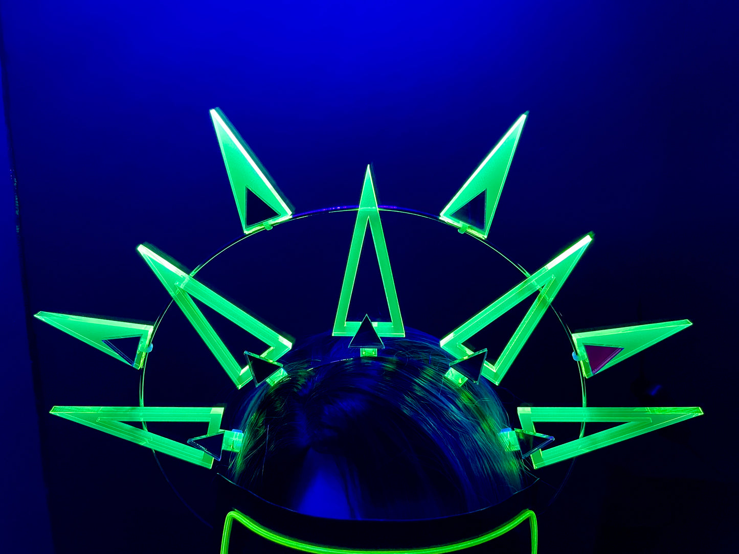 Liberty Headdress/Purge/Rave/Burning Man/Fluorescent Neon Acrylic/Glows in Blacklight!