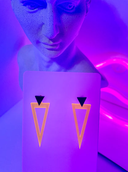 80's Triangle Interchangeable Earrings/Fluorescent Neon Acrylic/Blacklight/Vaporwave/EDC/Rave/Cyberpunk