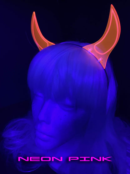 Devil Horns Headband/Rave/Fluorescent Neon Acrylic/Glows in Blacklight/5 Colors to choose from!