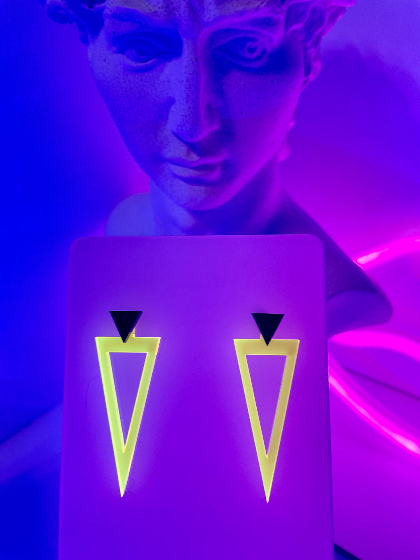 80's Triangle Interchangeable Earrings/Fluorescent Neon Acrylic/Blacklight/Vaporwave/EDC/Rave/Cyberpunk