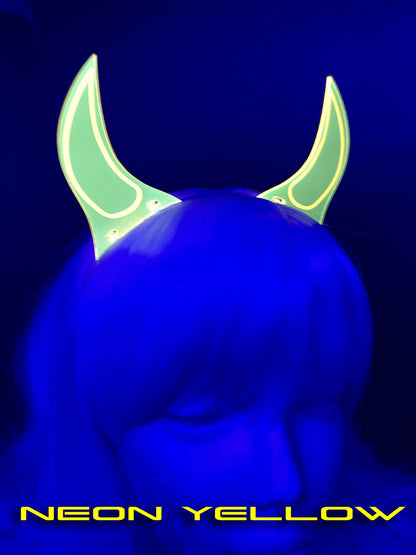 Devil Horns Headband/Rave/Fluorescent Neon Acrylic/Glows in Blacklight/5 Colors to choose from!