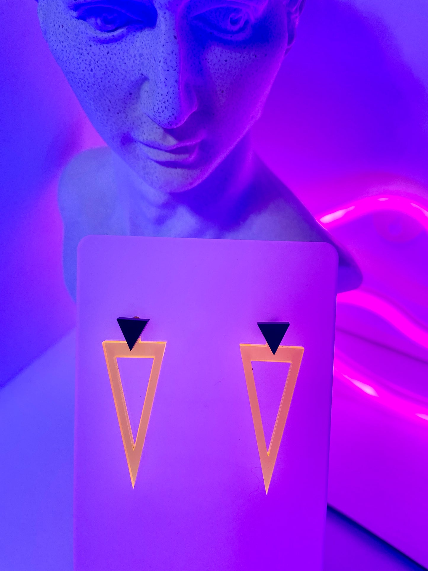 80's Triangle Interchangeable Earrings/Fluorescent Neon Acrylic/Blacklight/Vaporwave/EDC/Rave/Cyberpunk