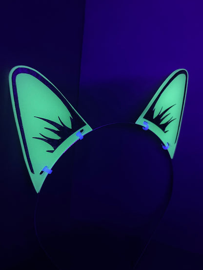 Glow In The Dark Acrylic Rave Cat Ears/Also Glows in Blacklight!!!!