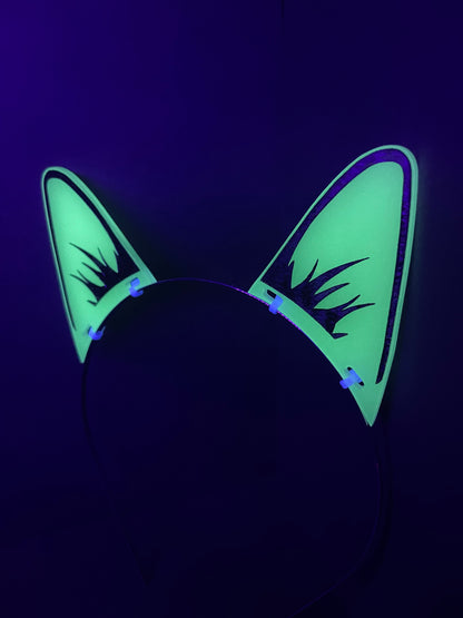 Glow In The Dark Acrylic Rave Cat Ears/Also Glows in Blacklight!!!!