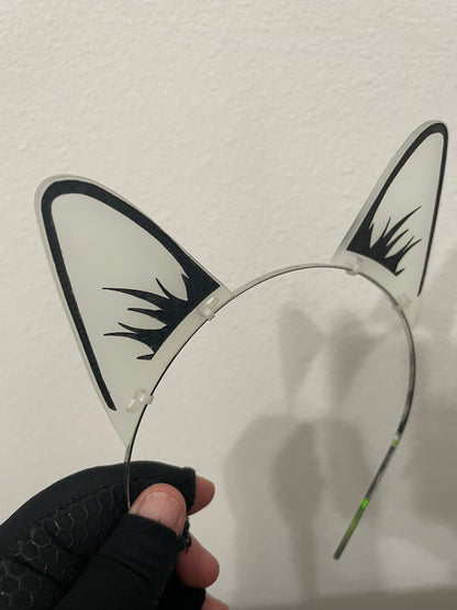 Glow In The Dark Acrylic Rave Cat Ears/Also Glows in Blacklight!!!!