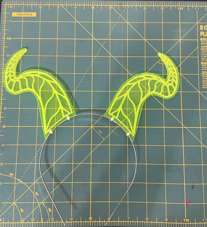 Dragon/Devil Horns Headband/Fluorescent Neon Acrylic/Excellent for Raves/EDC/Glows in Blacklight