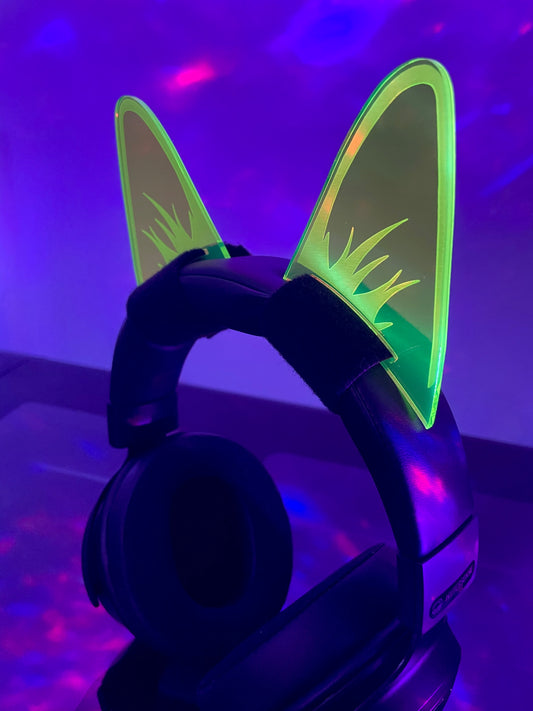 Cyberpunk Headphone Cat Ears/Fluorescent Neon Acrylic/Glows in Blacklight