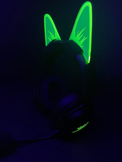 Cyberpunk Headphone Cat Ears/Fluorescent Neon Acrylic/Glows in Blacklight