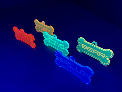 Personalized Dog Tag/Fluorescent Neon Acrylic/EDC/Pup Charm/Raver