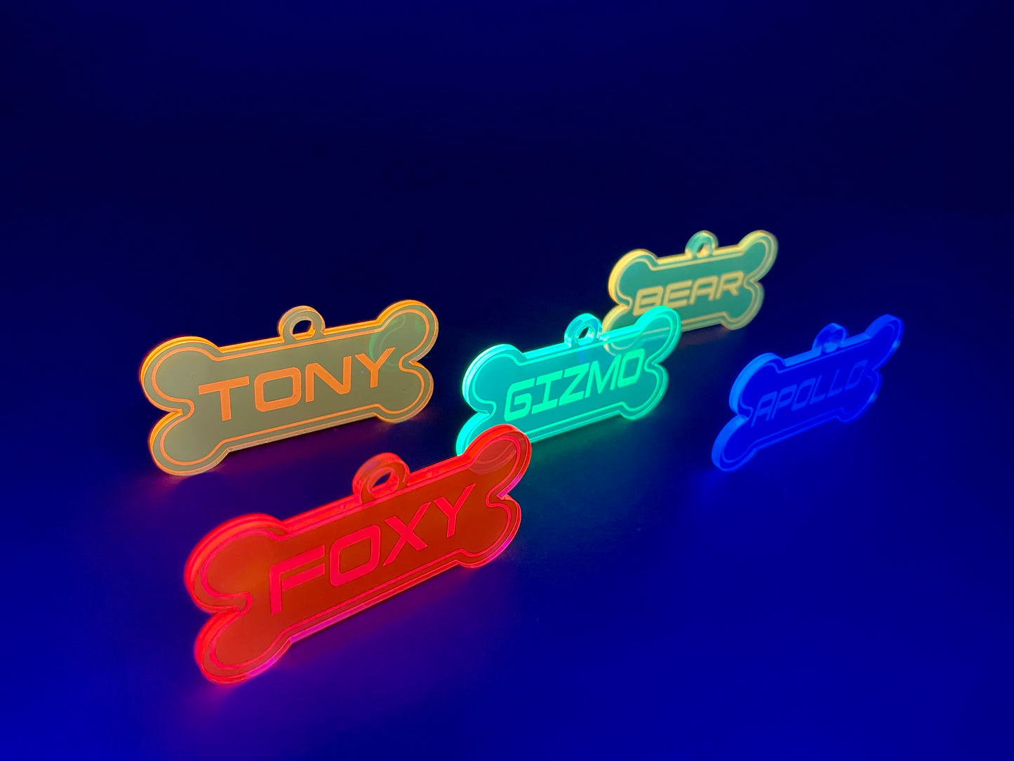 Personalized Dog Tag/Fluorescent Neon Acrylic/EDC/Pup Charm/Raver