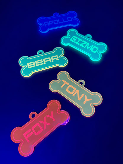 Personalized Dog Tag/Fluorescent Neon Acrylic/EDC/Pup Charm/Raver