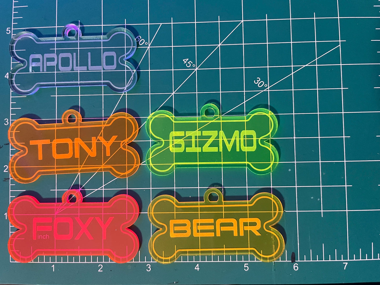 Personalized Dog Tag/Fluorescent Neon Acrylic/EDC/Pup Charm/Raver