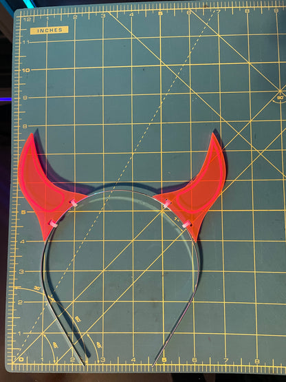 Devil Horns Headband/Rave/Fluorescent Neon Acrylic/Glows in Blacklight/5 Colors to choose from!