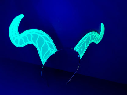 Dragon/Devil Horns Headband/Fluorescent Neon Acrylic/Excellent for Raves/EDC/Glows in Blacklight