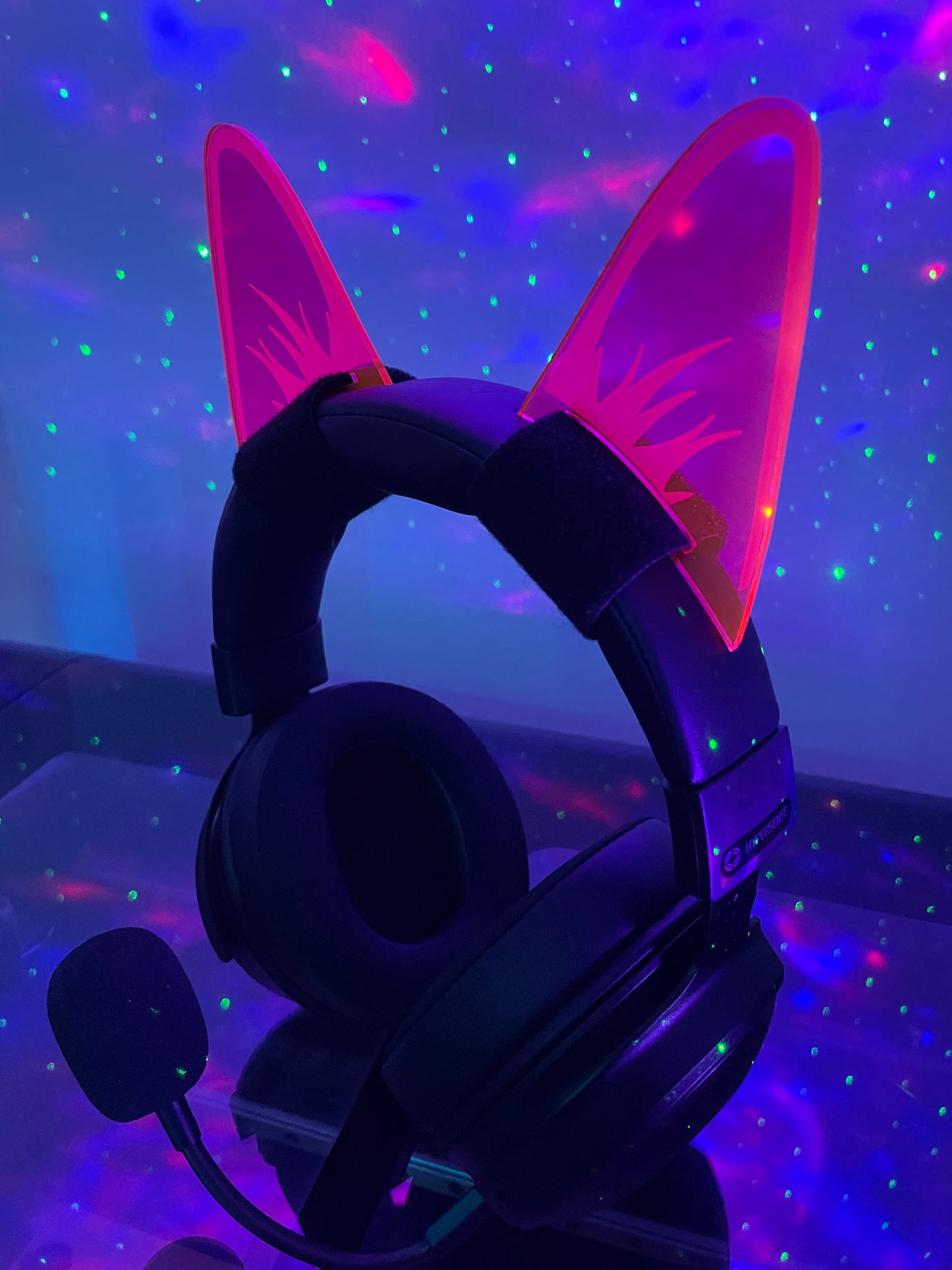 Cyberpunk Headphone Cat Ears/Fluorescent Neon Acrylic/Glows in Blacklight