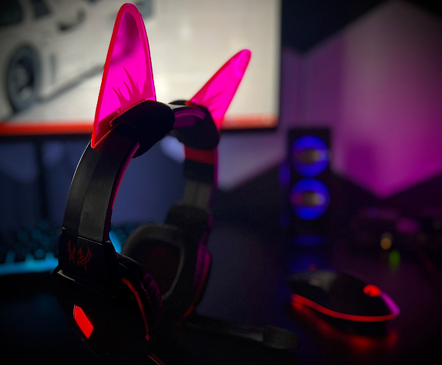 Cyberpunk Headphone Cat Ears/Fluorescent Neon Acrylic/Glows in Blacklight