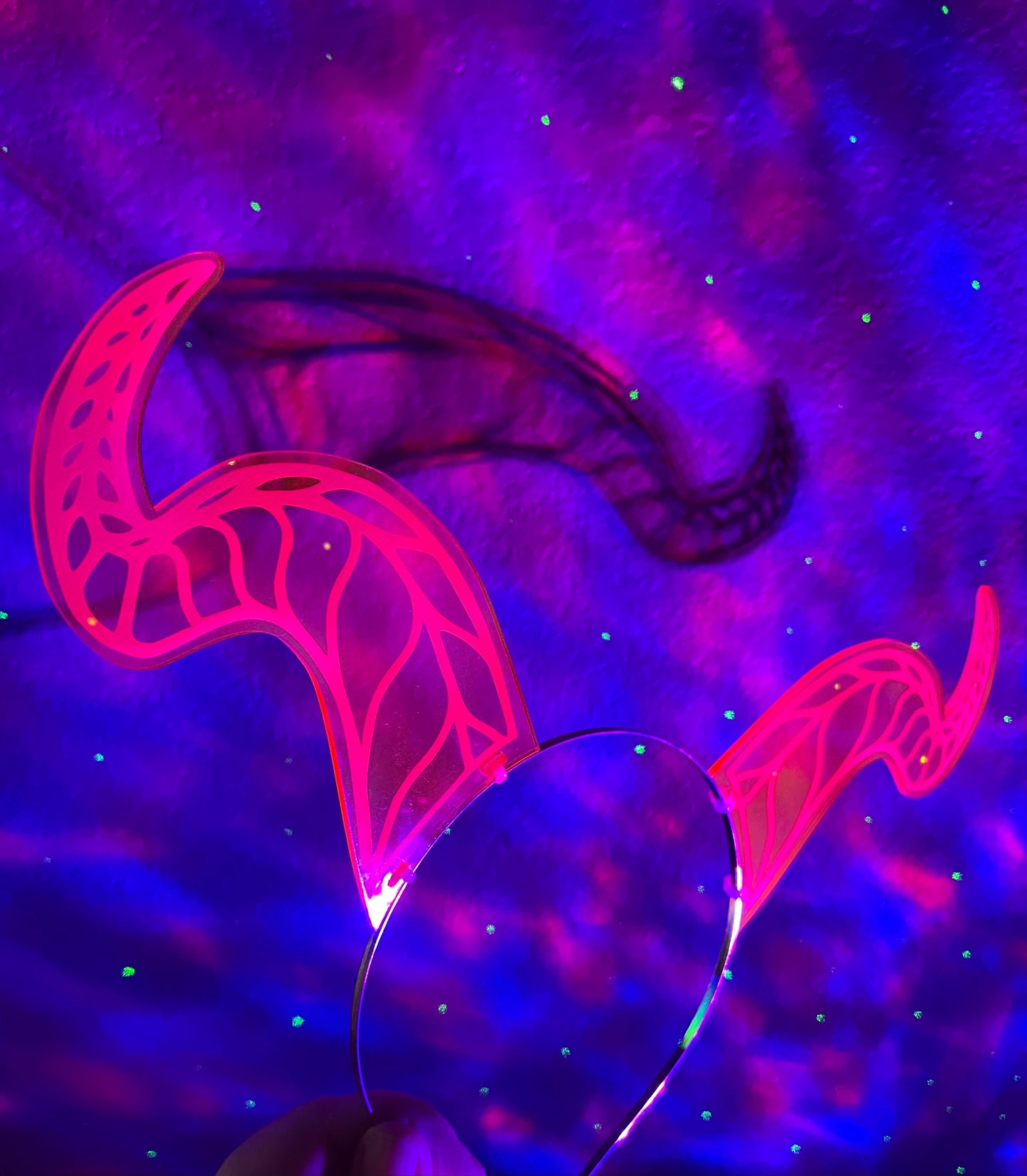 Dragon/Devil Horns Headband/Fluorescent Neon Acrylic/Excellent for Raves/EDC/Glows in Blacklight