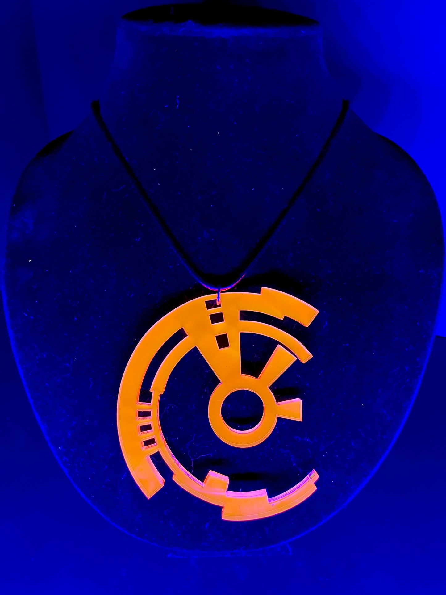 Cyberpunk Disc Necklace and Earrings/Fluorescent Neon Acrylic/Blacklight/EDC/Rave/Goth