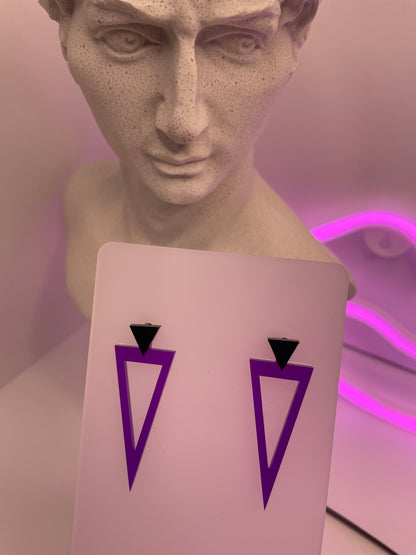 80's Triangle Interchangeable Earrings/Fluorescent Neon Acrylic/Blacklight/Vaporwave/EDC/Rave/Cyberpunk